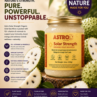Jar of Astro brand fruit infused sea moss gel with natural fruits and herbs