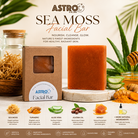 Astro Brand Facial Bar Nature's Radiance Infusion Sea Moss soap with turmeric, aloe vera, jojoba oil, and essential oils