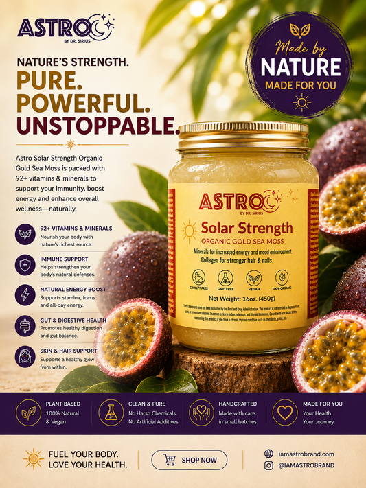 Astro Brand 16oz jar of fruit infused sea moss gel with herbs and honey