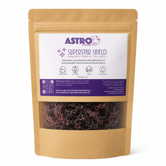 Close-up of purple raw sea moss showcasing vibrant oceanic texture